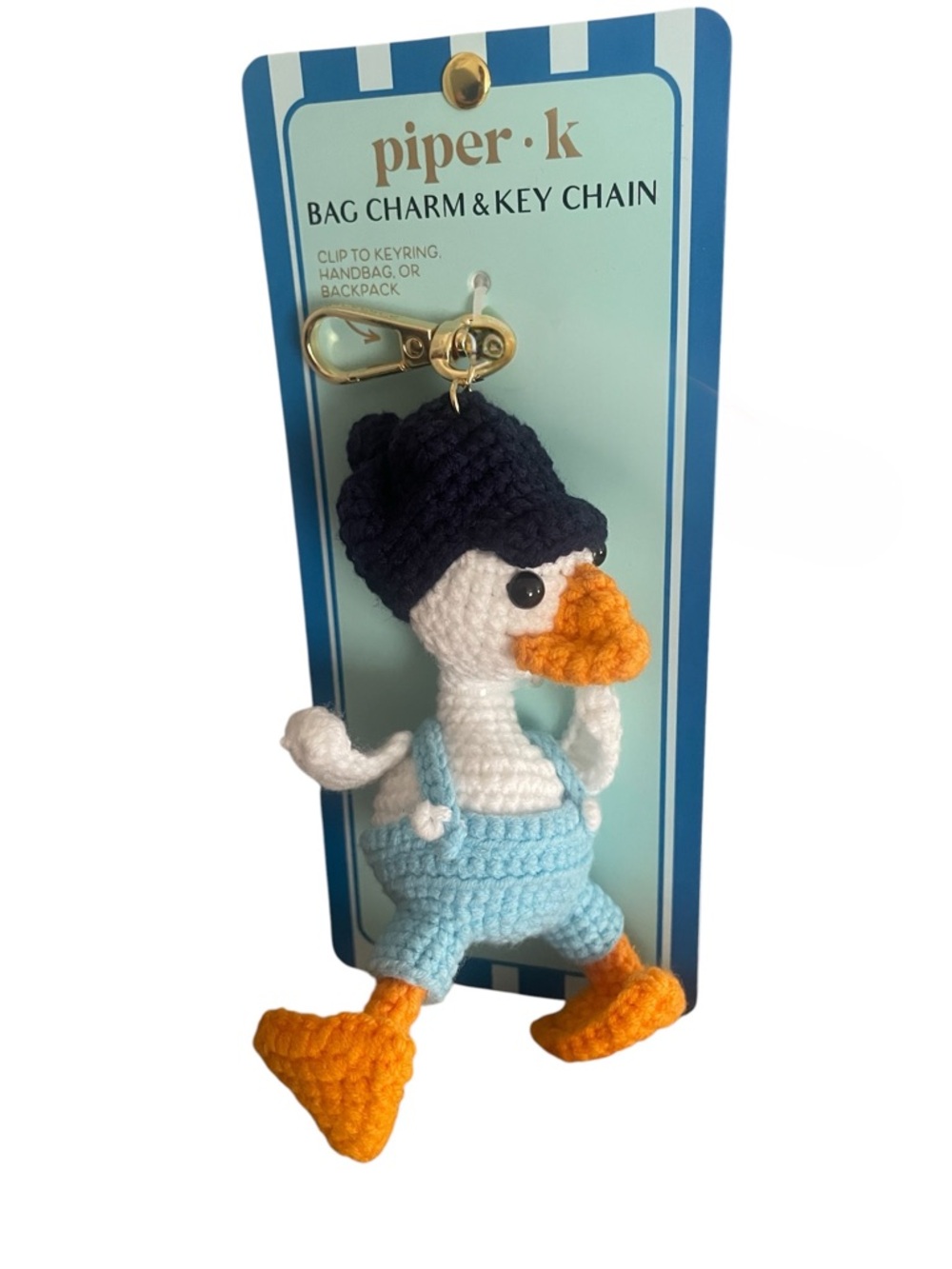Piper K Duck Bag Charm Keychain - Crochet Style - Cute Gift    NWT